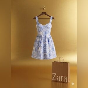 Zara Blue Paisley Mini Dress